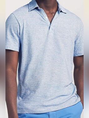 Faherty Isle Polo in blue white stripe size S